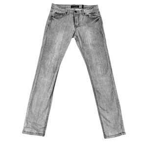 Y2K XXX Rude Jeans Mens 30x32 Gray Skinny Button Fly Denim